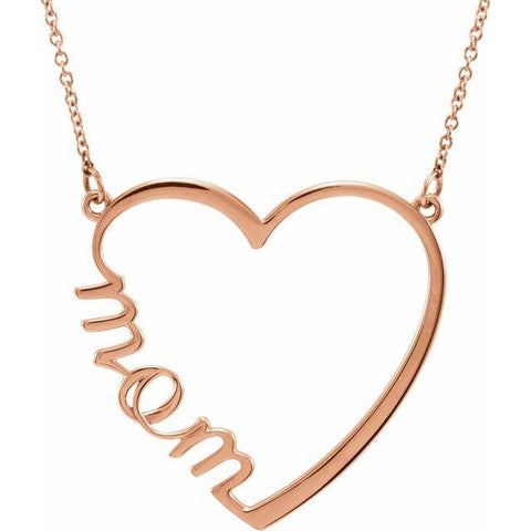 14K 17" Mom Heart Necklace - Moijey Fine Jewelry and Diamonds