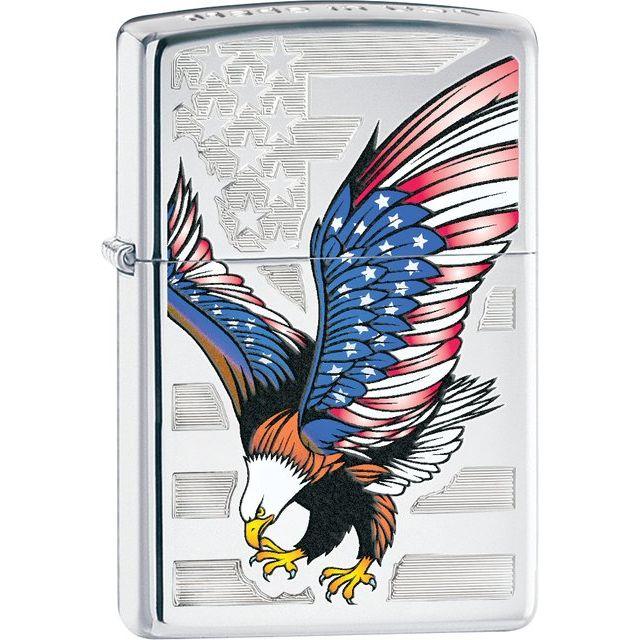 Zippo® Eagle Flag High Polish Chrome Lighter