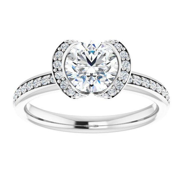 14k Bezel Halo Engagement Ring