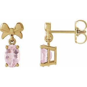 Natural Pink Morganite Bow Earrings