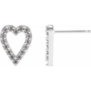 Round Accented Heart Earring Mounting