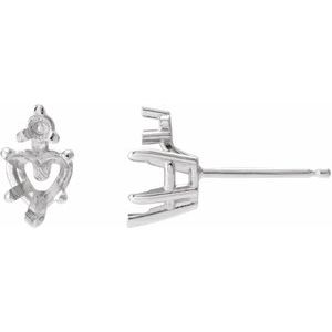 Heart Accented 5-Prong V-End Prong Earring Mounting