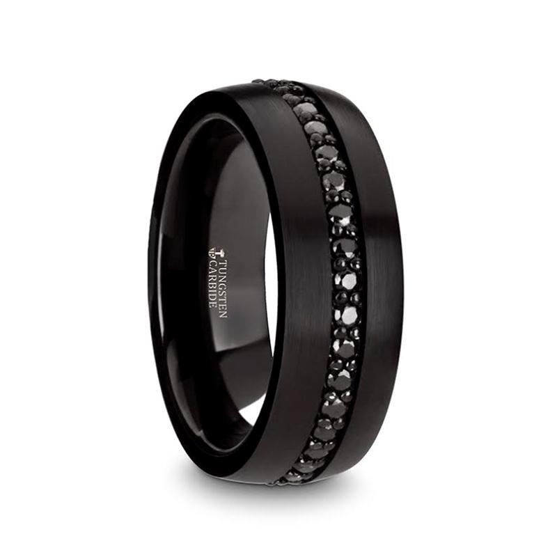 Black Tungsten Ring with Black Sapphires