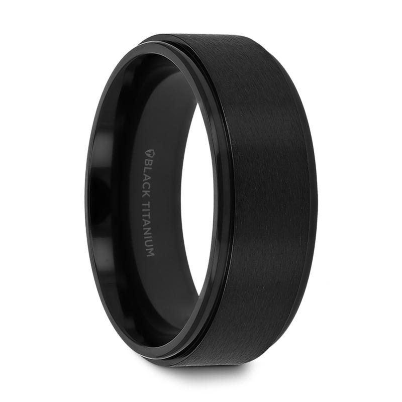 Black Titanium Ridged Ring