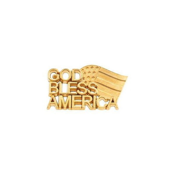 14k Yellow Gold God Bless America Lapel Pin