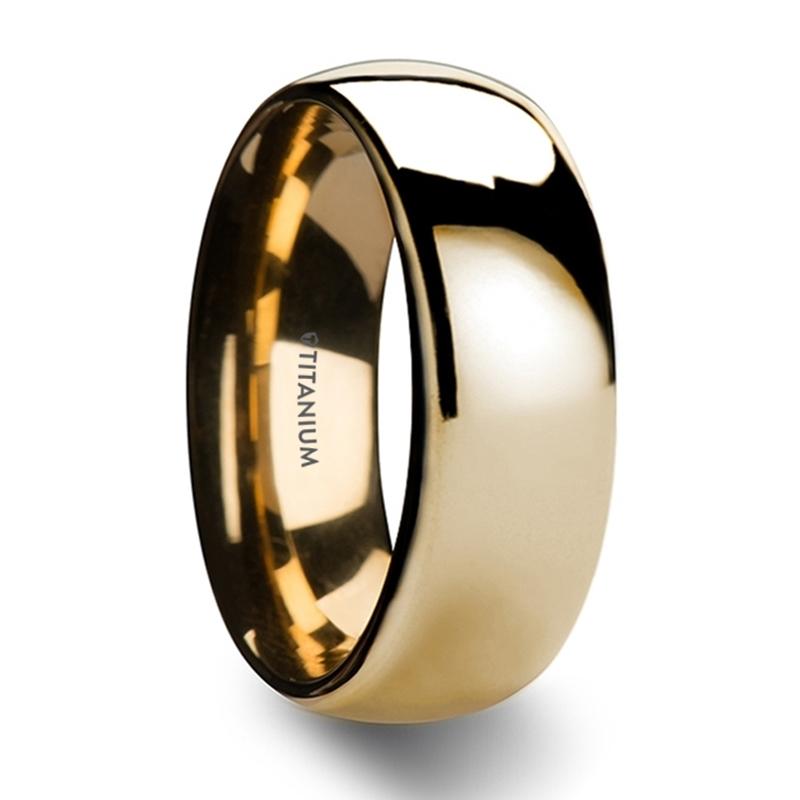 Traditional Domed Gold Plated Titanium Wedding Ring