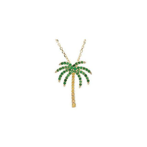14K Yellow Tsavorite Garnet & Yellow Sapphire Palm Tree 18" Necklace - Moijey Fine Jewelry and Diamonds