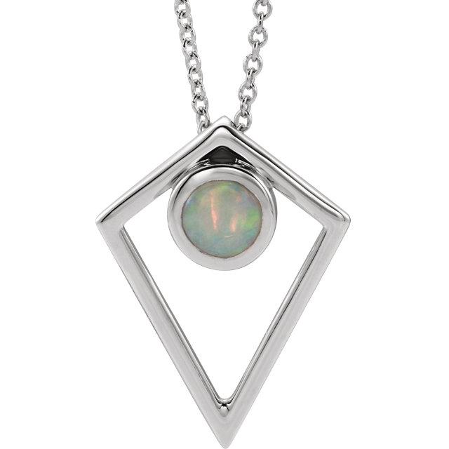Opal Cabochon Pyramid Necklace