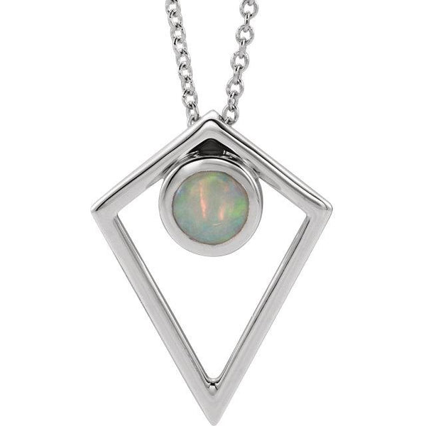 Opal Cabochon Pyramid Necklace - Moijey Fine Jewelry and Diamonds