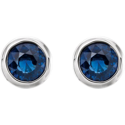 Bezel-Set Blue Sapphire Stud Earrings - Moijey Fine Jewelry and Diamonds