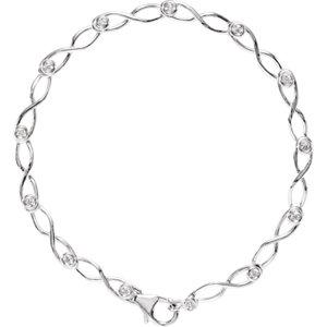 14K White 1/8 CTW Diamond 7" Link Bracelet - Moijey Fine Jewelry and Diamonds