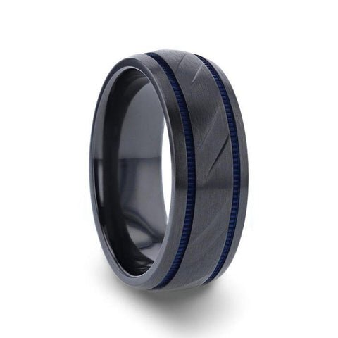 8mm Carved Black Titanium Men’s Wedding Ring
