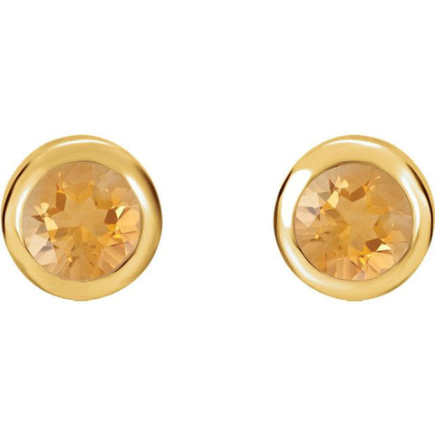 Bezel-Set Citrine Stud Earrings - Moijey Fine Jewelry and Diamonds