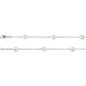 14K White Pearl Station 18" Necklace