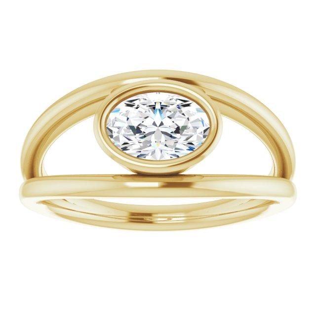 Bezel Set Solitaire Ring With Oval Mounting