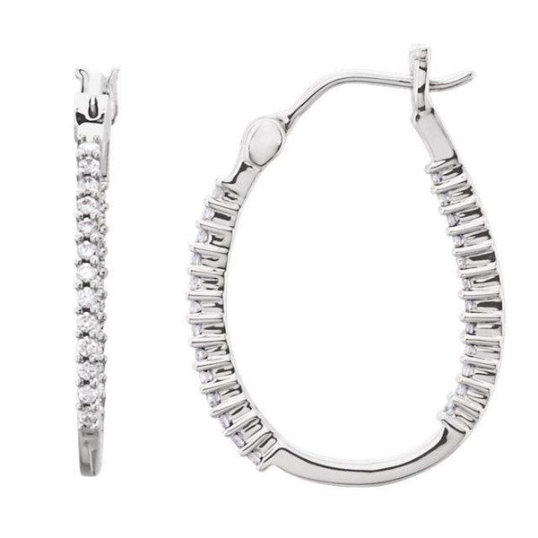14K White 1/4 CTW Diamond Inside/Outside Hoop Earrings - Moijey Fine Jewelry and Diamonds