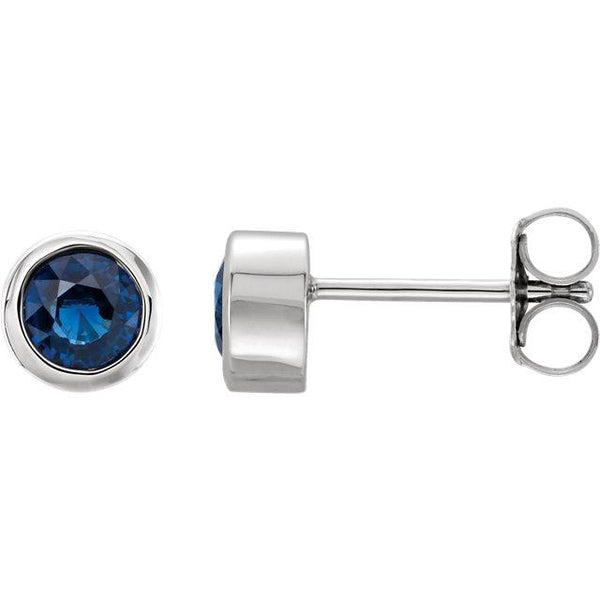 Bezel-Set Blue Sapphire Stud Earrings