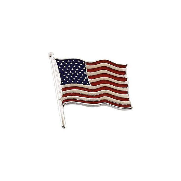 14k White Gold American Flag Lapel Pin