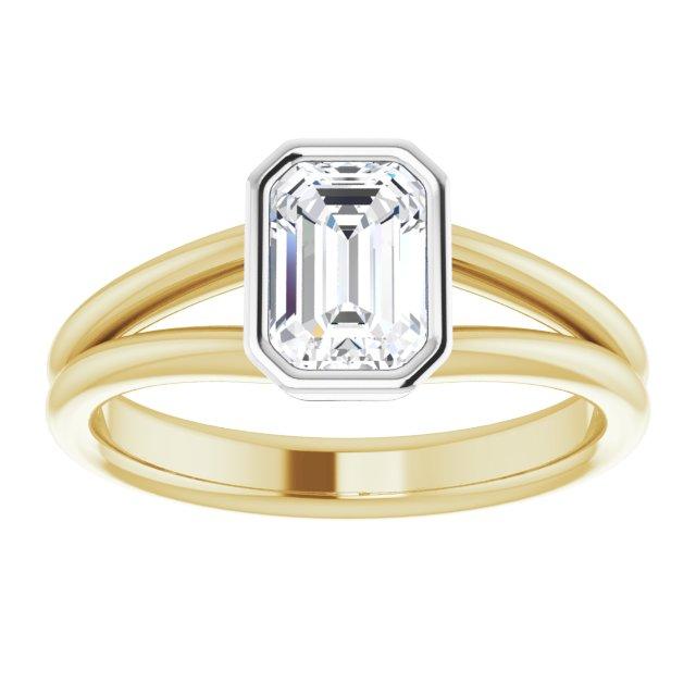 14K Yellow and White 7x5 mm Emerald Cut Engagement Ring