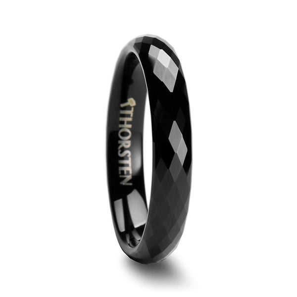 Black Tungsten Carbide Diamond Faceted Ring - Moijey Fine Jewelry and Diamonds