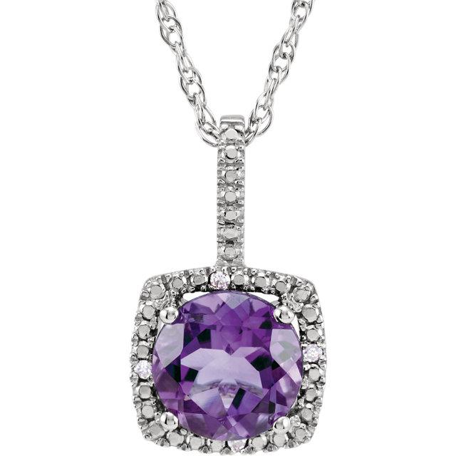 Sterling Silver Amethyst & .015 CTW Diamond 18" Necklace