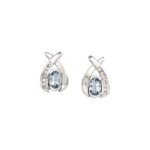 14K White Gold Aquamarine & 1/10 Diamond Earrings - Moijey Fine Jewelry and Diamonds