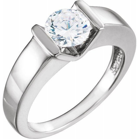 Round Solitaire Bar-Set Engagement Ring Setting