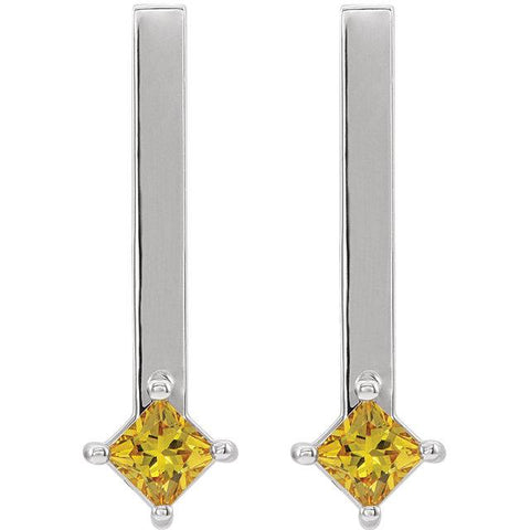 Yellow Sapphire Bar Drop Earrings - Moijey Fine Jewelry and Diamonds