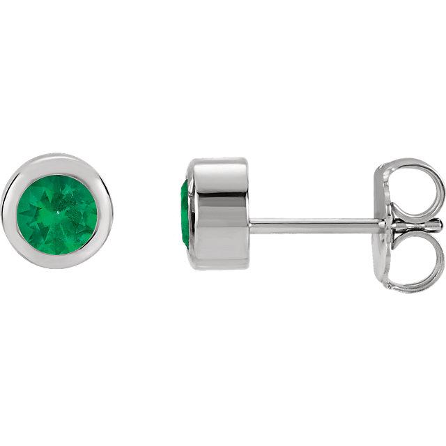 Bezel-Set Emerald Stud Earrings