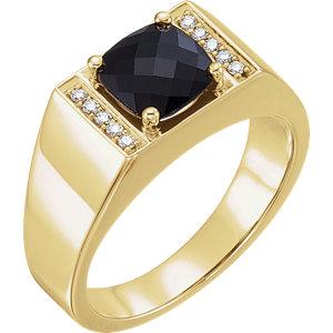 Men's Onyx & 1/10 CTW Diamond Ring - Moijey Fine Jewelry and Diamonds