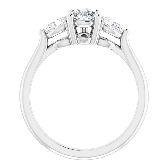 14k Three Stone Pear Diamond Engagement Ring