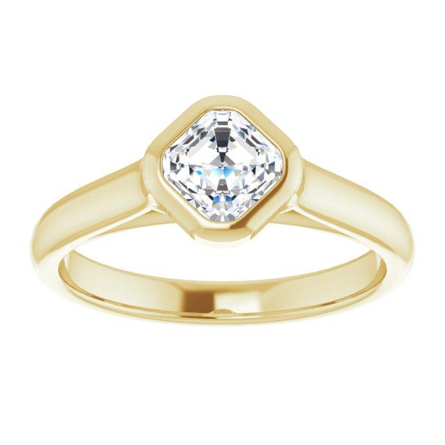 14K Yellow Gold Asscher Bezel Set Engagement Ring
