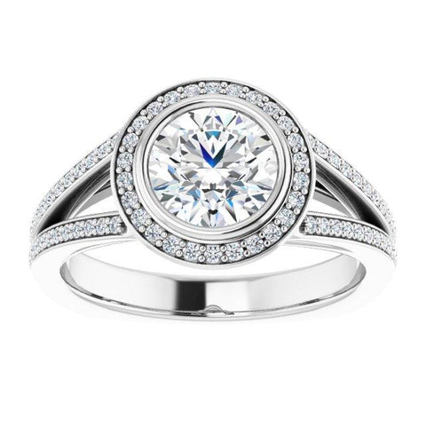 Bezel-Set Halo-Style Engagement Ring Round Mounting - Moijey Fine Jewelry and Diamonds