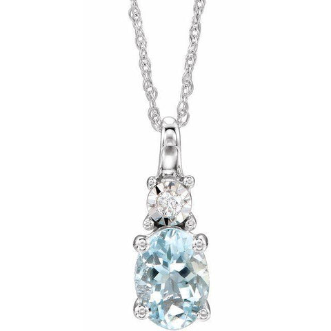 14K White Aquamarine & .02 CTW Diamond 18" Necklace - Moijey Fine Jewelry and Diamonds
