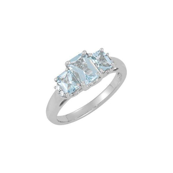 14K White Gold Aquamarine & .05 CTW Diamond Ring