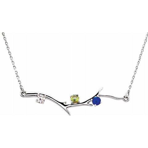 14K.Three stones family branch necklace - Moijey Fine Jewelry and Diamonds