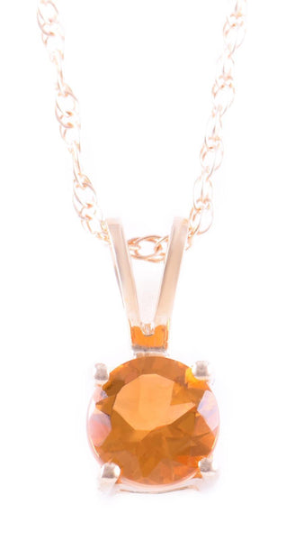 14k Yellow Gold Citrine Pendant with Chain
