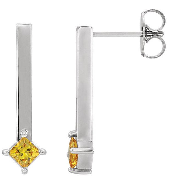 Yellow Sapphire Bar Drop Earrings - Moijey Fine Jewelry and Diamonds