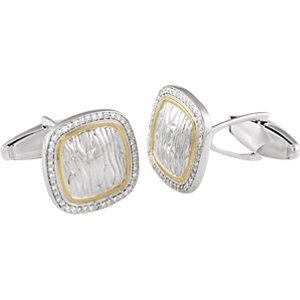 Sterling Silver & 14K Yellow 1/2 CTW Diamond Elephant Print Cuff Links - Moijey Fine Jewelry and Diamonds