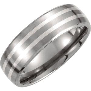 Titanium & Sterling Silver Inlay 7mm Satin Finish Band - Moijey Fine Jewelry and Diamonds