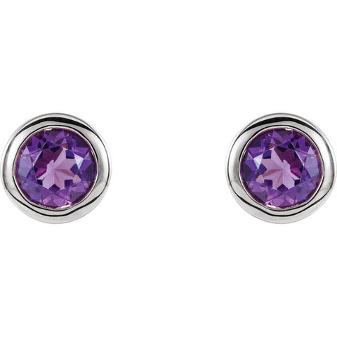 Bezel-Set Amethyst Stud Earrings - Moijey Fine Jewelry and Diamonds