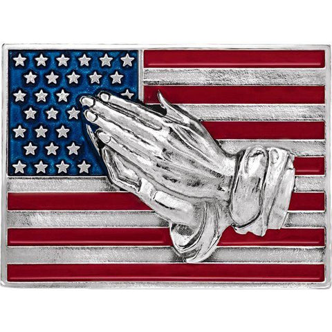 14K Red, White and Blue Praying Hands Lapel Pin