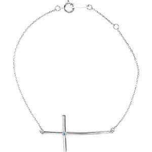 Aquamarine Sideways Cross Bracelet