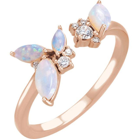 Australian Opal & 1/10 CTW Diamond Open Space Ring - Moijey Fine Jewelry and Diamonds