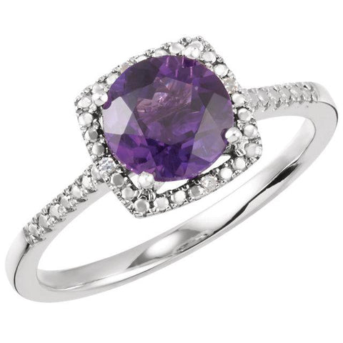 Sterling Silver Amethyst & .01 CTW Diamond Ring - Moijey Fine Jewelry and Diamonds