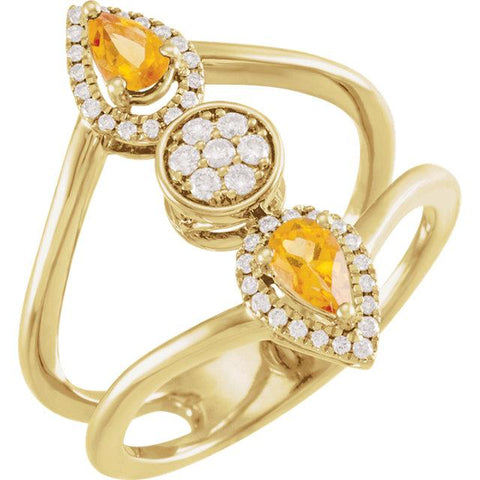 14K Yellow Citrine & 1/5 CTW Diamond Ring - Moijey Fine Jewelry and Diamonds