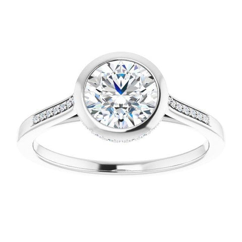 Bezel Round Set Accented Halo engagement ring - Moijey Fine Jewelry and Diamonds