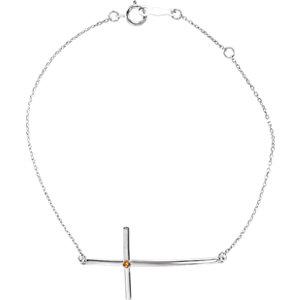 Sterling Silver Citrine Sideways Cross Bracelet