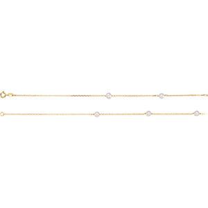 14K Yellow White Freshwater Cultured Pearl Station 18" Necklace