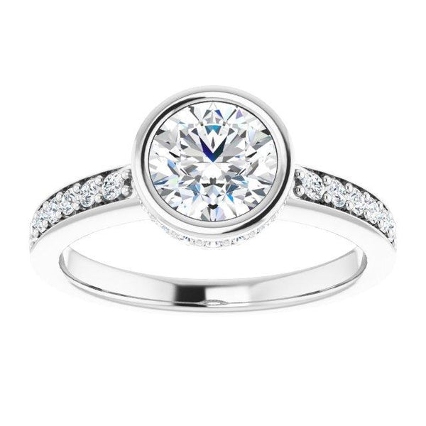 Bezel 6.5 mm Round Engagement Ring Mounting - Moijey Fine Jewelry and Diamonds